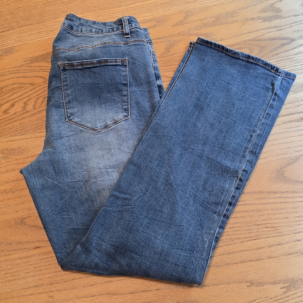 Faded Glory Distressed Patched Denim Blue Stretch Jeans Womens Plus Size 16W - Picture 6 of 16